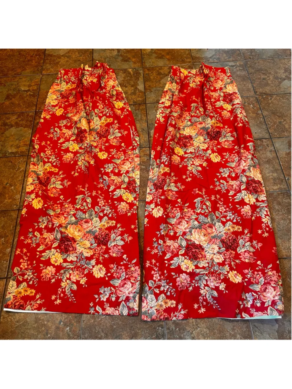VTG Ralph Lauren Danielle Marseilles Floral Cotton Panel Curtains Set
